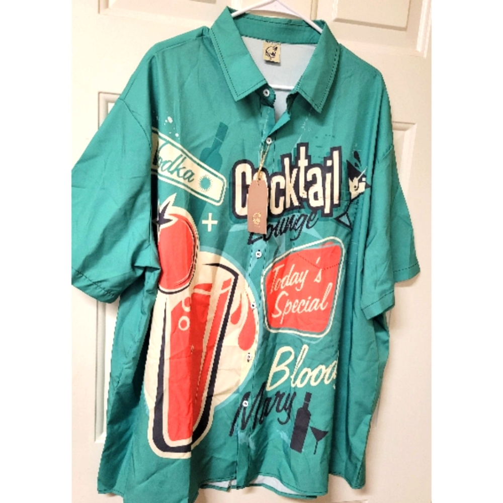 NEW Hardaddy Mens Hawaiian Button Up Shirt COCKTAIL Lounge DRINKS PARTY 3XL 3X